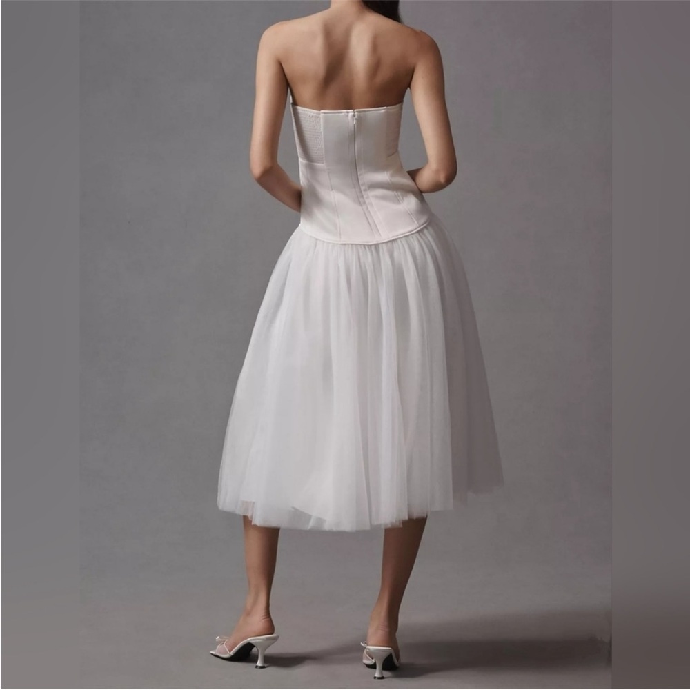 NWT Anthropologie BHLDN Strapless Satin/Tulle-Skirt Tea Length Dress Medium - Picture 5 of 16